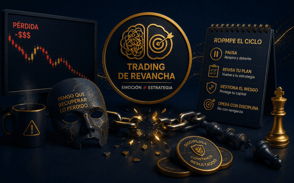 Ilustración sobre trading de revancha y disciplina
