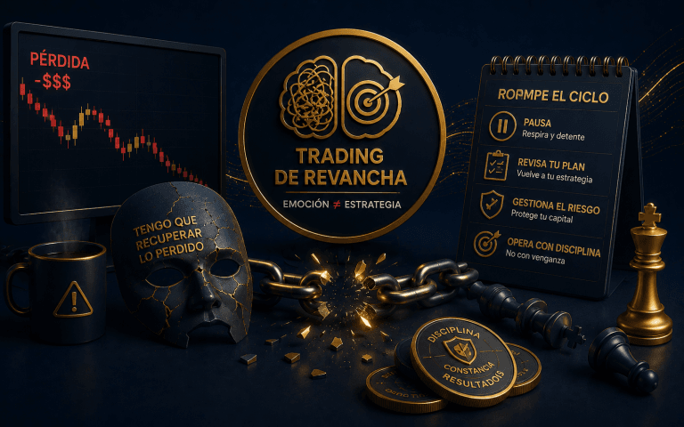 Ilustración sobre trading de revancha y disciplina